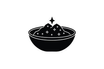 Sparkling magical powder in a bowl silhouette icon
