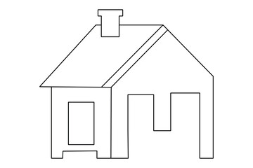 Continuous line drawing of house