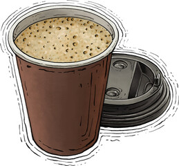 Paper or plastic glass with coffee. Realistic element of design.Fast food.