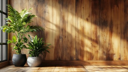 Obraz premium Rustic, natural, sunlit interior with plants