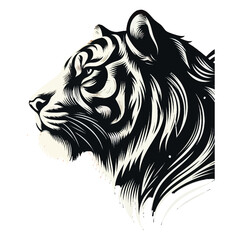 Tiger head vector illustration with tribal and wild animal design elements