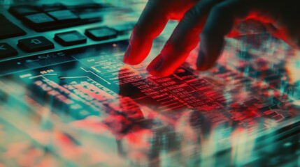 Hand Interacting with Data Displayed on Digital Interface