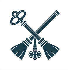 Appalachian Folk Magic: Broom & Key Vector