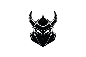 Black silhouette of a viking helmet with horns