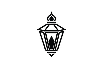 Elegant black silhouette lantern icon design element