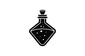 Black silhouette of a potion bottle filled with liquid