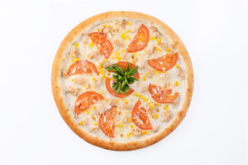 Enjoy a Delicious Cheese Pizza topped with Fresh Tomatoes and aromatic Herbs for everyone
