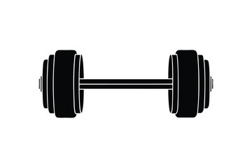 Black silhouette of a barbell weight for fitness