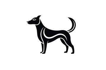 Elegant black dog silhouette logo design vector illustration