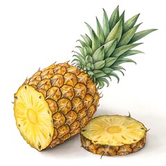 Pineapple Fruit with White Background