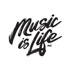 Stylish calligraphy text logo Music Is Life