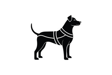 Black dog silhouette standing profile service animal