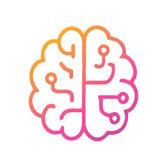 Artificial Intelligence AI Chip in Human Brain. AI Technology Artificial Intelligence Icon with Machine Learning, Digital Skills, Generative AI, AI Technology and Algorithms	