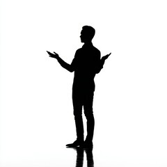 Silhouette of a Person Presenting, Isolated on White Background