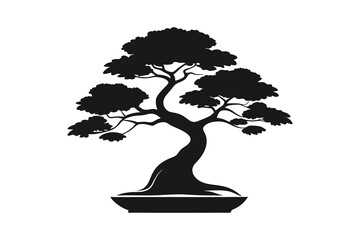 Bonsai Tree icon vector. Bonsai Tree silhouette isolated white background. Vector Illustration