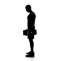 Silhouette of a Man Lifting Weights Strength Training Workout