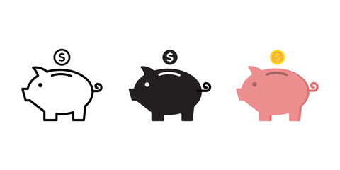 vector Illustration of Piggy Banks in Various Styles Representing Savings and Financial Security