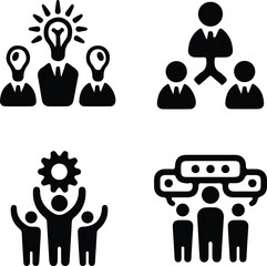 Business people and user profile icon set in vector silhouette style