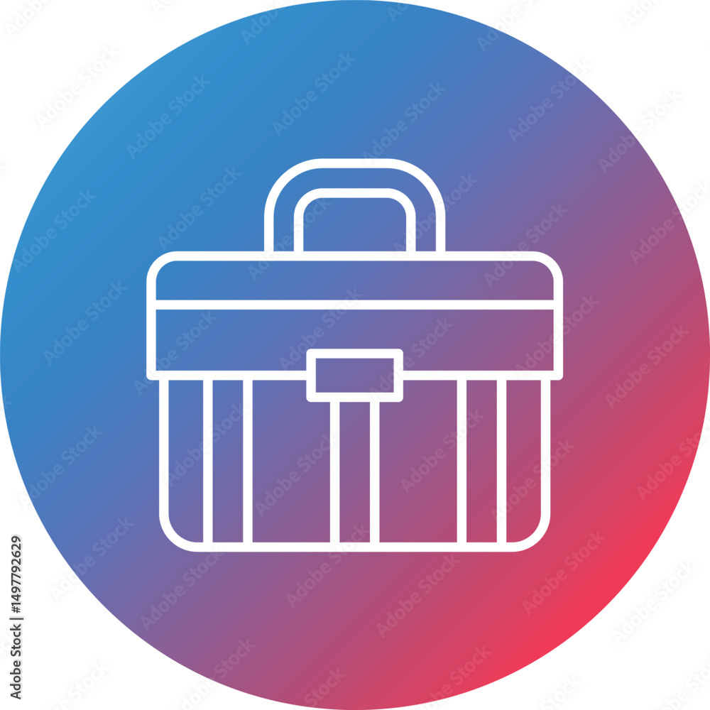 Poster briefcase line gradient circle background icon