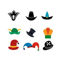Vector collection of hats or photo props silhouette