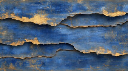 Obraz premium Textured blue and gold wood-like surface