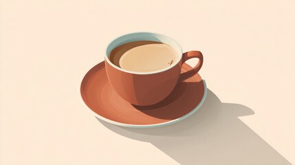 Obraz premium Coffee Cup Flat Design Warm Tones Image for Food Enthusiasts