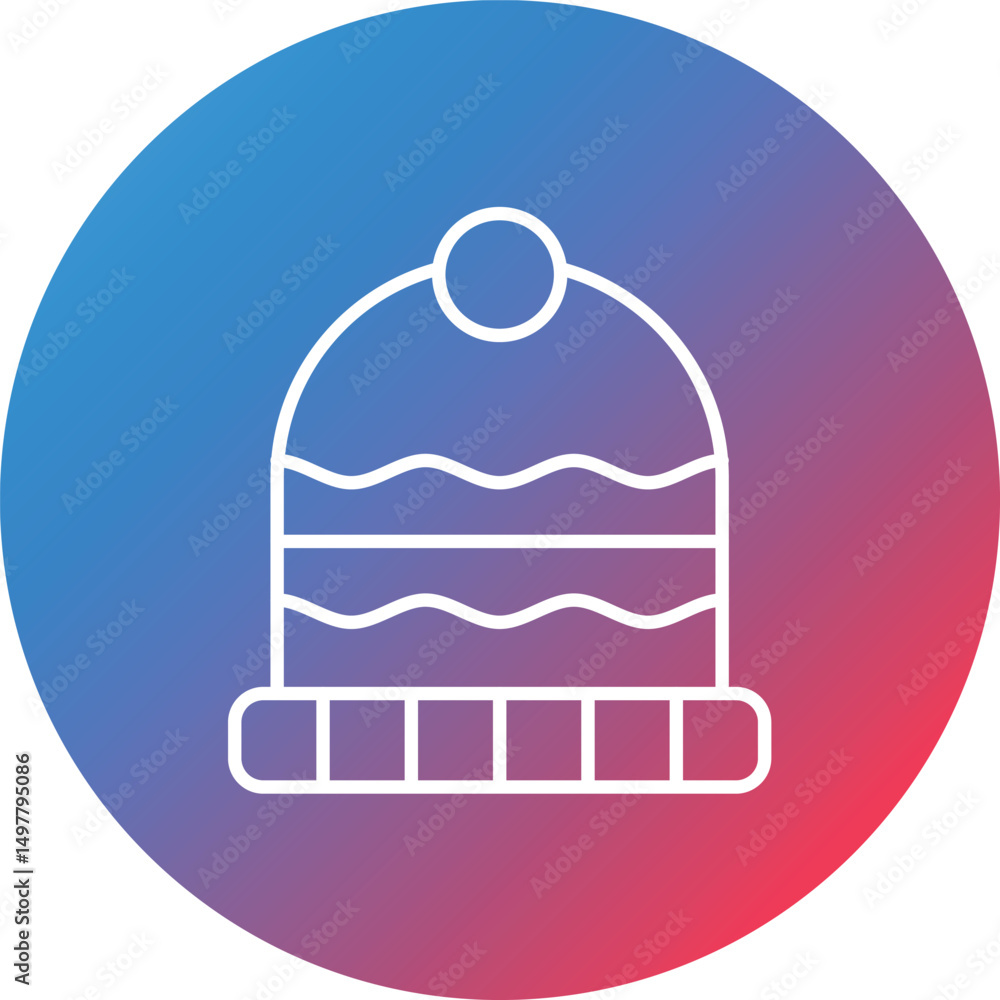 Poster beanie line gradient circle background icon