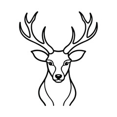 Deer Head Silhouette with Antlers in Vector Style
