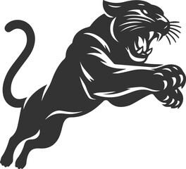 Obraz premium Vector jaguar clip art drawing black animal silhouette