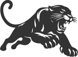 Vector jaguar clip art drawing black animal silhouette