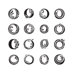 Creative letter O logos with leaf vine shapes, modern botanical alphabet O monogram icon set for eco branding, green business, and nature design

