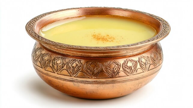 Premium Desi Ghee in Traditional Mataki Vessel on White Background