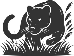 Vector jaguar clip art drawing black animal silhouette