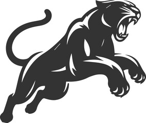 Vector jaguar clip art drawing black animal silhouette
