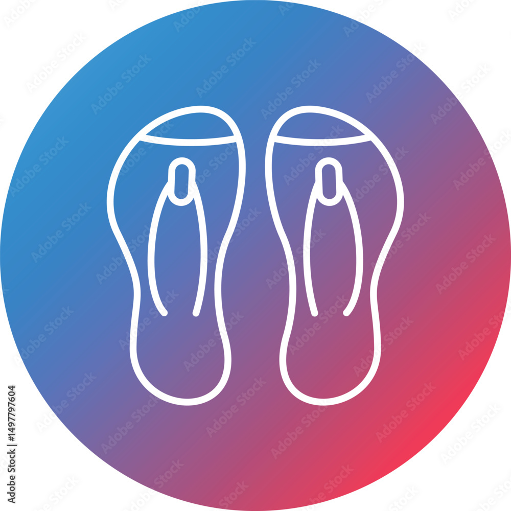 Poster flip flop line gradient circle background icon