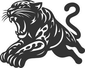 Vector jaguar clip art drawing black animal silhouette