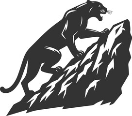 Obraz premium Vector jaguar clip art drawing black animal silhouette