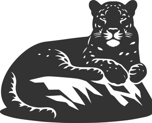 Obraz premium Vector jaguar clip art drawing black animal silhouette