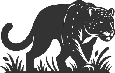 Vector jaguar clip art drawing black animal silhouette