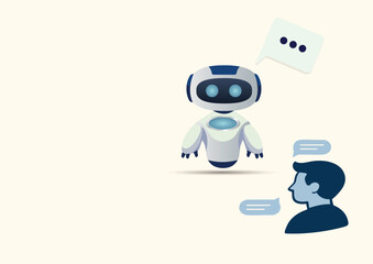 Friendly AI Chatbot with Human User – Flat Vector Style