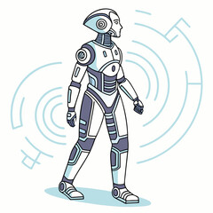 Futuristic robot walking modern technology ai artificial intelligence