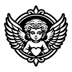 Obraz premium A filled style icon of cupid tattoo