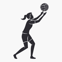 Female volleyball player silhouette action pose sport