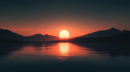 Fototapeta premium Serene Sunset over Mountain Lake