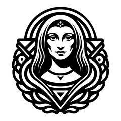 A glyph style icon of goddess tattoo