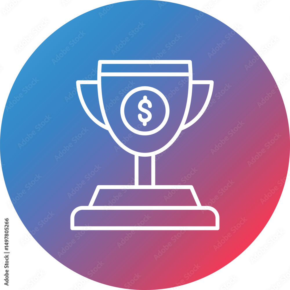 Poster trophy line gradient circle background icon