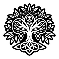 A glyph style icon of olive tree tattoo