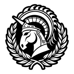 A glyph style icon showing cavalry tattoo artwork