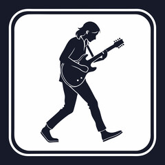 Silhouette of a musician playing electric guitar dynamically