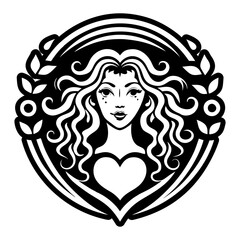 A solid style icon showing love goddess tattoo